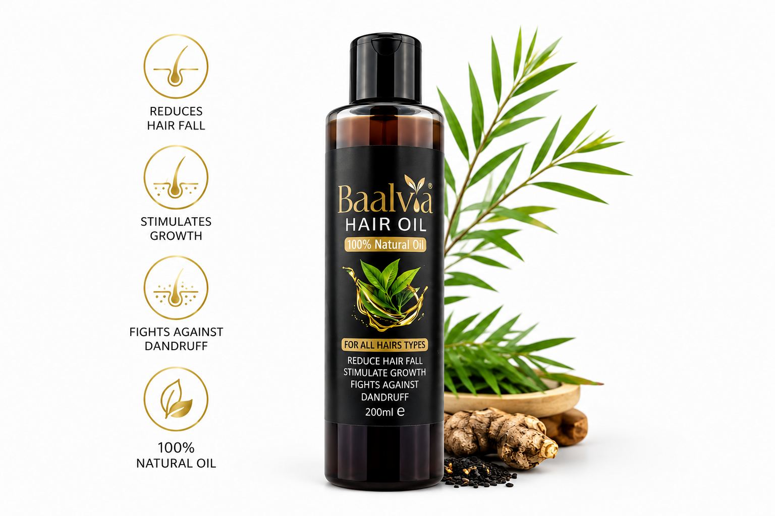 Baalvia Hair Oil | Reduce Hair Fall & Dandruff Naturally